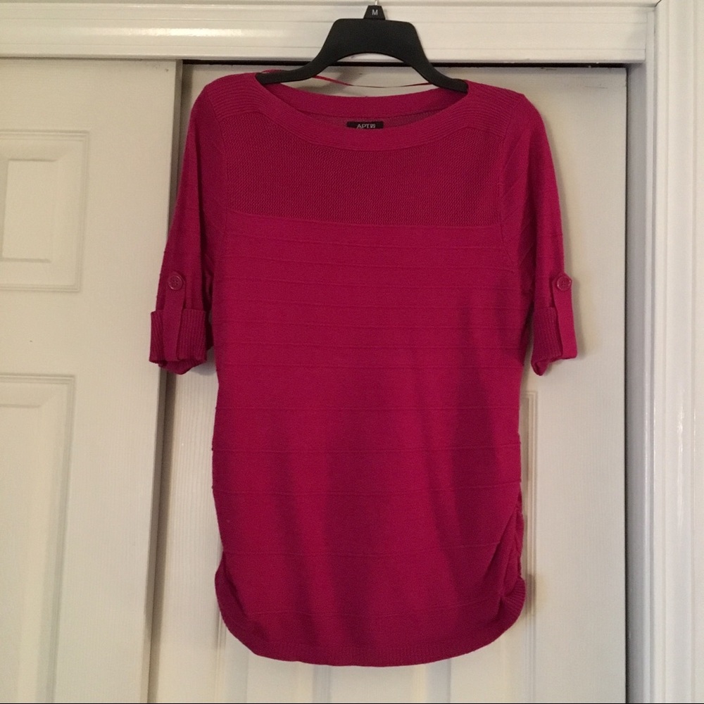 Apt. 9 Fuschia Short Sleeve Knit Sweater